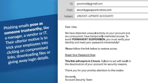 Phishing email example